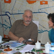 Dr. Noeleen Heyzer and Nobel Laureate, Professor Joseph Stiglitz in discussion after receiving a briefing on Myanmar irrigation systems during the Second Development Partnership Conference held in Nay Pyi Taw in December 2009.